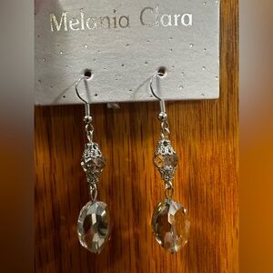 Melania Clara Silver Crystal Drop Earrings